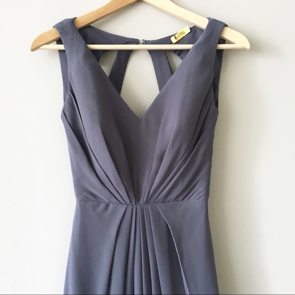 Hayley Paige GREY Cut-out-back Long Formal Dress - Picture 7 of 8
